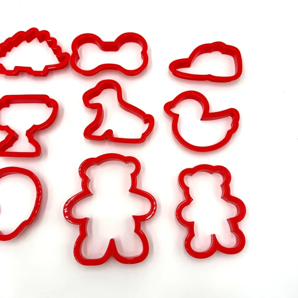 Wilton Cookie Cutter Set 12 Piece Red Mixed Shapes Animals Sports Vintage